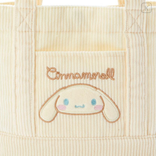 Japan Sanrio Mini Tote Bag - Cinnamoroll / Corduroy Cream - 4