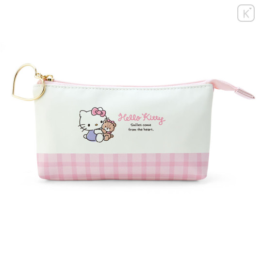 Japan Sanrio Original 2 Pocket Pen Case - Hello Kitty / Heart Charm - 1