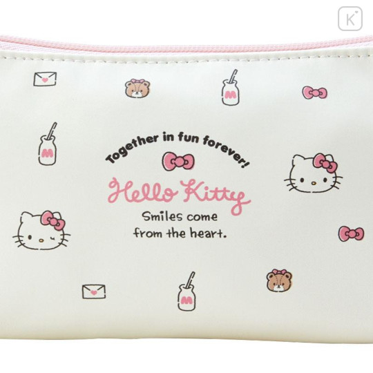 Japan Sanrio Original 2 Pocket Pen Case - Hello Kitty / Heart Charm - 6
