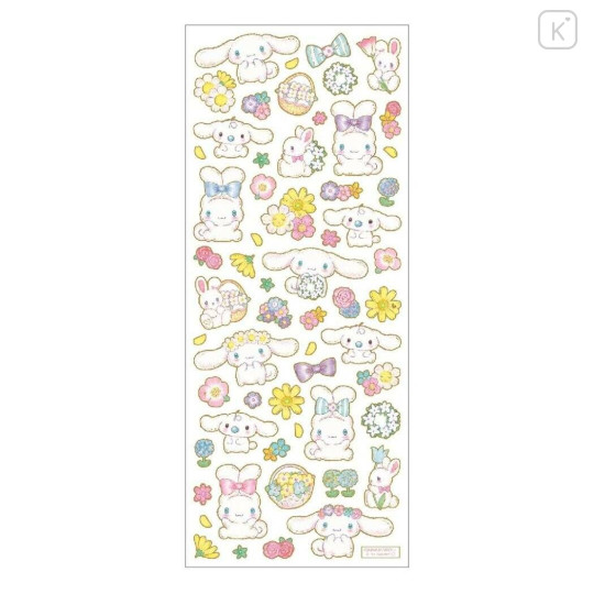 Japan Sanrio × Miki Takei Gold Foil Clear Sticker - Cinnamorll / Pastel Bouquet - 2