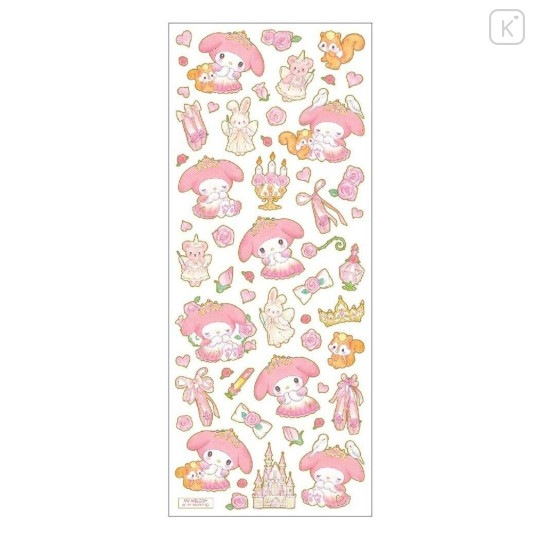 Japan Sanrio × Miki Takei Gold Foil Clear Sticker - My Melody / Fairy Tale Princess - 2