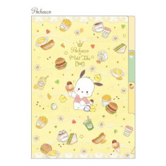 Japan Sanrio Takeimiki 3 Pocket A5 Clear File - Pochacco / Natural Hood