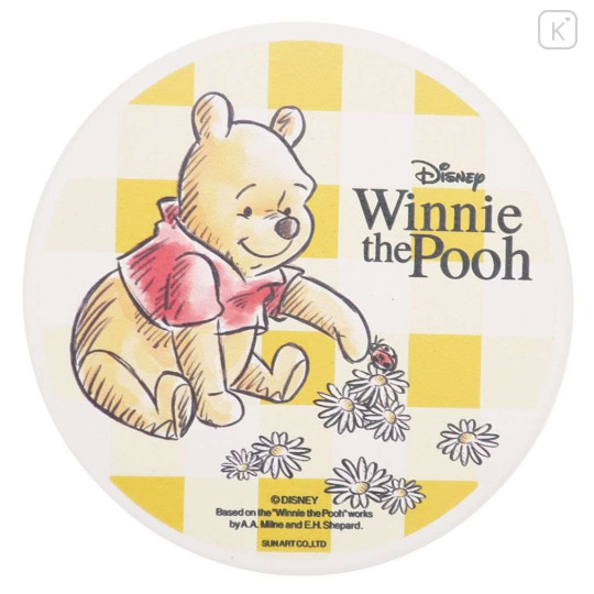 Japan Disney Water-absorbing Coaster - Winnie The Pooh / Flower - 1