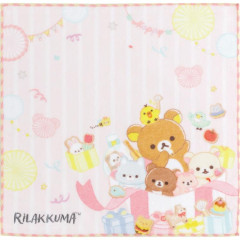 Japan San-X Mini Towel Embroidery Handkerchief - Rilakkuma / Smiling Happy For You Pink