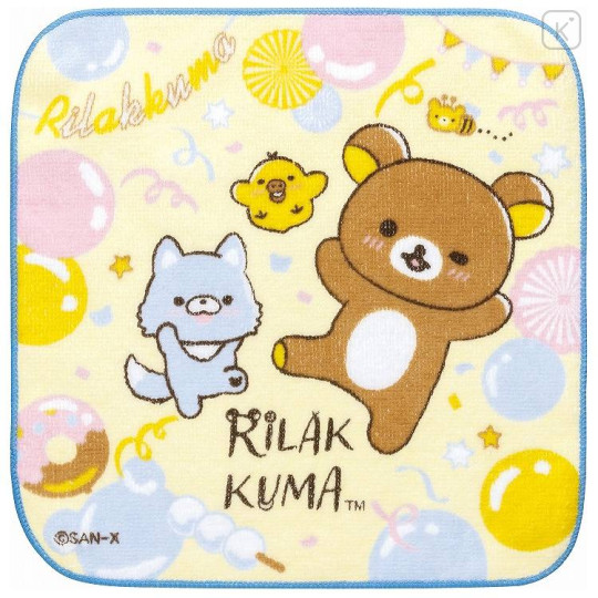 Japan San-X Mini Towel Handkerchief - Rilakkuma / Smiling Happy For You Wink - 1