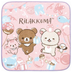 Japan San-X Mini Towel Handkerchief - Rilakkuma / Smiling Happy For You Pink