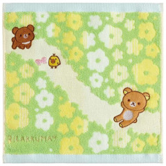 Japan San-X Mini Towel Embroidery Handkerchief - Rilakkuma / Smiling Happy For You Garden