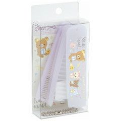 Japan San-X Folding Compact Comb & Brush - Rilakkuma / Smiling Happy For You Purple
