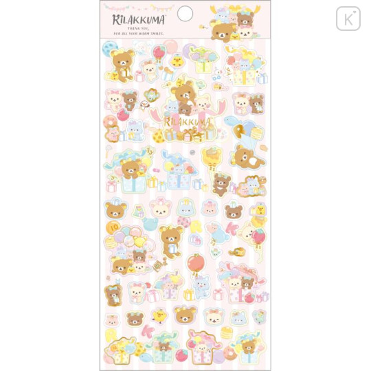 Japan San-X Gold Foil Clear Seal Sticker - Rilakkuma / Smiling Happy For You Party - 1