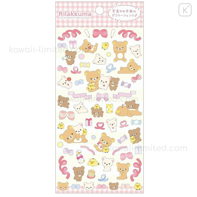 Japan San-X Sheet Sticker - Rilakkuma / Smiling Happy For You Ribbon
