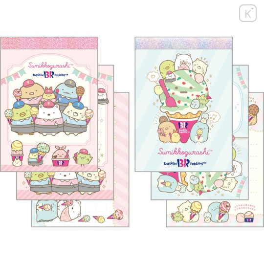 Japan San-X Mini Notepad 2pcs Set - Sumikko Gurashi / Baskin Robbins Ice-cream - 1