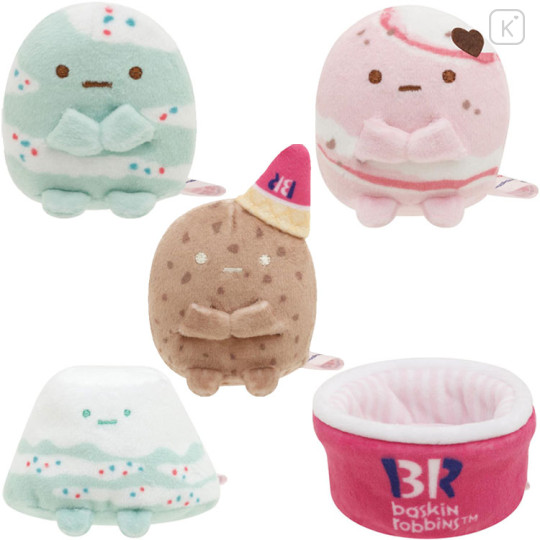 Japan San-X Tenori Plush (SS) 5pcs Set - Sumikko Gurashi / Baskin Robbins Ice-cream B - 1