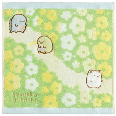 Japan San-X Mini Towel Embroidery Handkerchief - Sumikko Gurashi / Garden Green