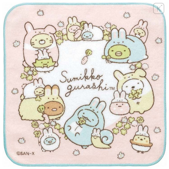 Japan San-X Mini Towel Handkerchief - Sumikko Gurashi / Bunny - 1