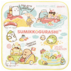 Japan San-X Mini Towel Handkerchief - Sumikko Gurashi / Food Kingdom White