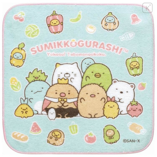 Japan San-X Mini Towel Handkerchief - Sumikko Gurashi / Food Kingdom - 1