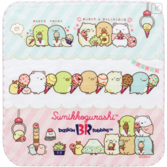 Japan San-X Mini Towel Handkerchief - Sumikko Gurashi / Baskin Robbins Ice-cream - 1