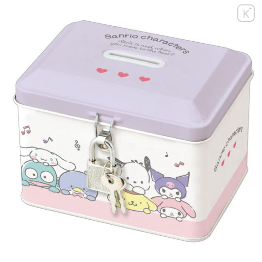 Japan Sanrio Can Piggy Bank with Lock Case - Characters - 1