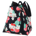 Japan Sanrio Triangle Tote Bag (L) - Hello Kitty / Strawberry Black - 2