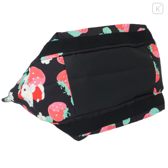 Japan Sanrio Triangle Tote Bag (L) - Hello Kitty / Strawberry Black - 3