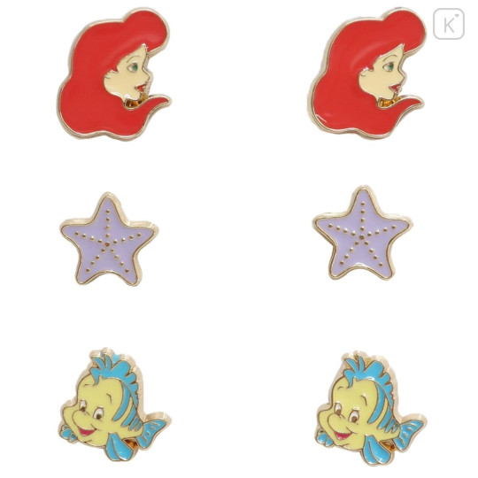 Japan Disney Earrings - Little Mermaid / Ariel & Flouder - 1