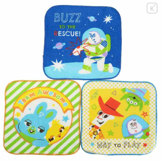 Japan Disney Petit Towel Set of 3 Handkerchief - Toy Story / Woody & Buzz & Little Green Men - 1