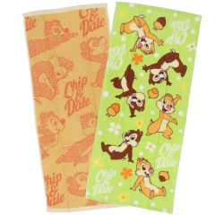 Japan Disney Towel Set of 2 - Chip & Dale / Green Orange