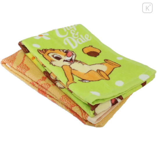 Japan Disney Towel Set of 2 - Chip & Dale / Green Orange - 3