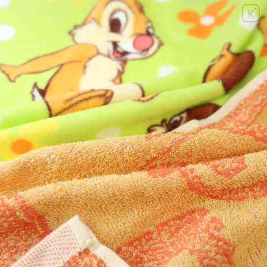 Japan Disney Towel Set of 2 Handkerchief - Chip & Dale / Green Orange - 2