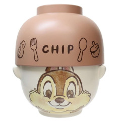 Japan Disney Ceramic Rice Bowl & Soup Bowl Set - Chip / Watercolor