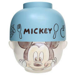 Japan Disney Ceramic Rice Bowl & Soup Bowl Set - Mickey Mouse / Watercolor