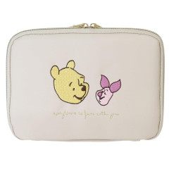Japan Disney Mini Gadget Case Pouch - Pooh & Piglet : Beige