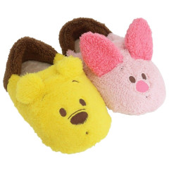 Japan Disney Warm Face Slippers - Pooh & Piglet