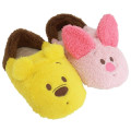 Japan Disney Warm Face Slippers - Pooh & Piglet - 1