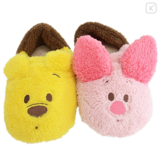Japan Disney Warm Face Slippers - Pooh & Piglet - 2