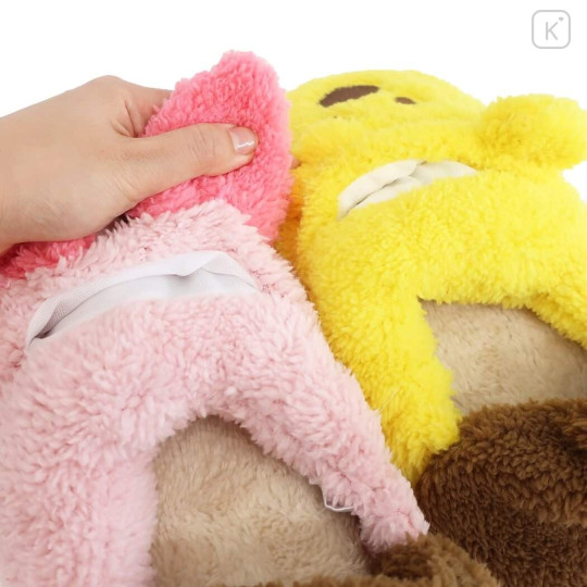 Japan Disney Warm Face Slippers - Pooh & Piglet - 4