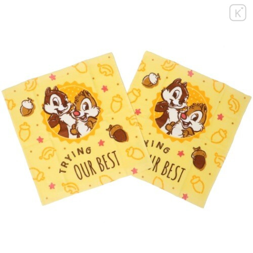 Japan Disney Towel Set of 2 Handkerchief - Chip & Dale / Yellow - 1
