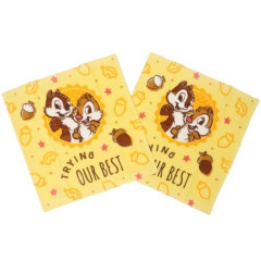 Japan Disney Towel Set of 2 Handkerchief - Chip & Dale / Yellow