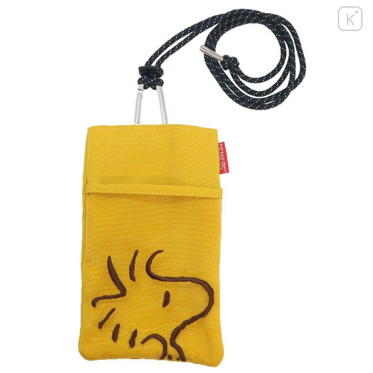 Japan Peanuts Gadget Pocket Sacoche with Neck Strap - Woodstock / Yellow - 1