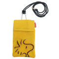 Japan Peanuts Gadget Pocket Sacoche with Neck Strap - Woodstock / Yellow - 1