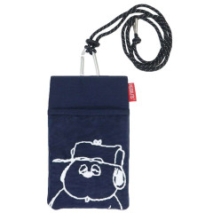 Japan Peanuts Mini Gadget Case Pouch with Neck Strap - Olaf / Navy