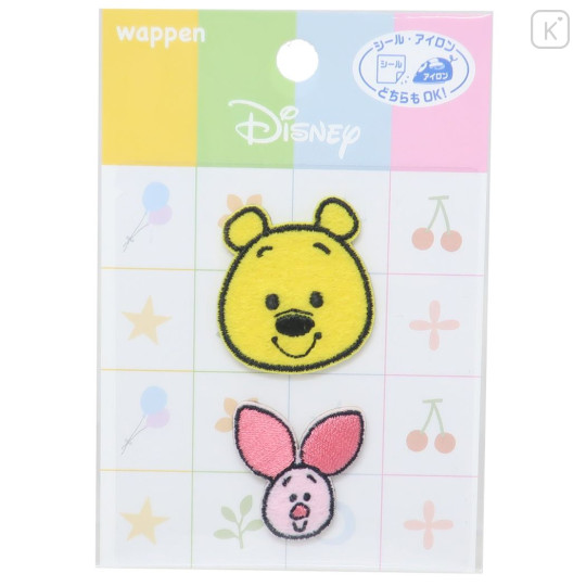Japan Disney Wappen Mini Iron-on Applique Patch 2pcs Set - Pooh & Piglet - 1