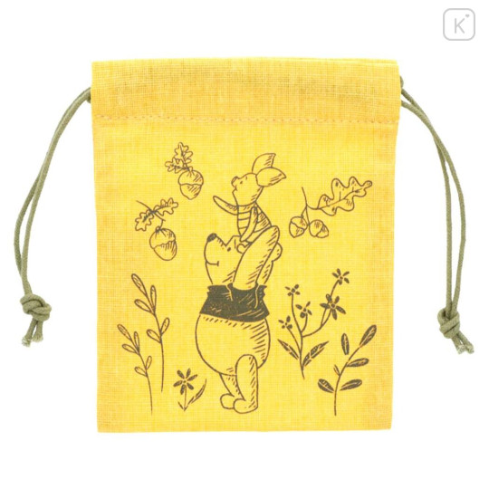 Japan Disney Drawstring Bag - Winnie the Pooh / Yellow Garden - 1