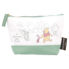 Japan Disney Triangular Pouch (M) - Pooh & Piglet / Green Forrest