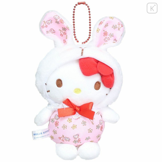 Japan Sanrio Small Mascot Holder - Hello Kitty / Flower Rabbit - 1