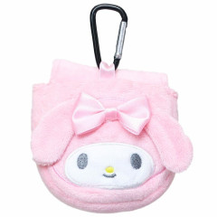Japan Sanrio Mini Pouch with Carabiner - Melody / Ribbon