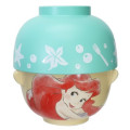 Japan Disney Ceramic Tea Bowl & Melamine Soup Bowl Set - Ariel / Watercolor - 1