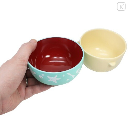 Japan Disney Ceramic Tea Bowl & Melamine Soup Bowl Set - Ariel / Watercolor - 3