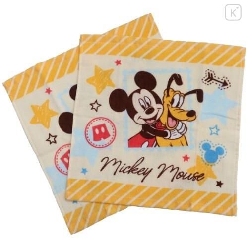 Japan Disney Wash Towel 2pcs Set - Mickey Mouse / Pluto - 1