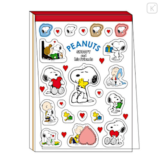 Japan Peanuts A6 Notepad - Snoopy / White Heart - 1